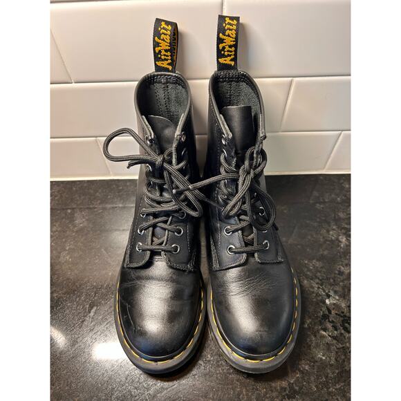Dr. Martens Women's Leather Smooth Lace Up Combat Boots Winter Black Size 5 - Picture 6 of 10